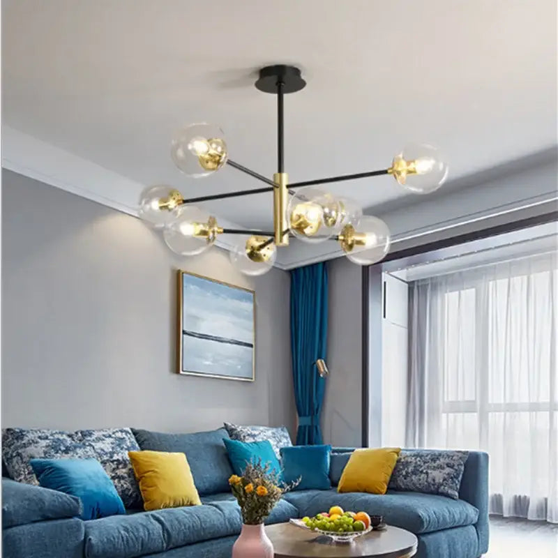 Modern brass decorbites glass ball led chandelier kitchen lighting