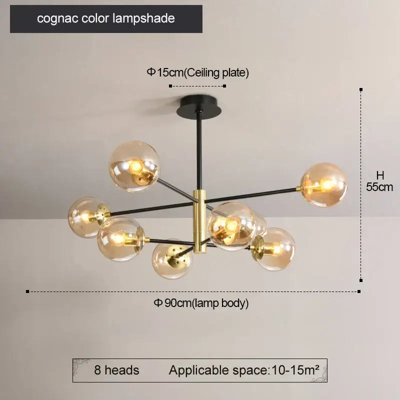 Modern brass decorbites glass ball led chandelier kitchen lighting