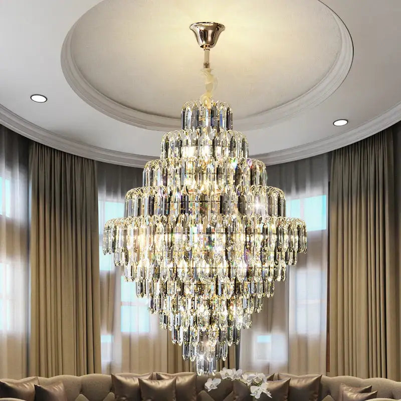 Modern brass designer led crystal chandelier dining room light
