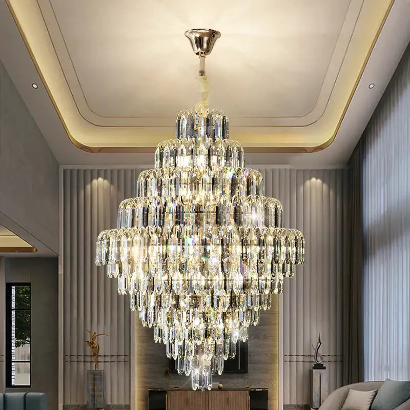 Modern brass designer led crystal chandelier dining room light