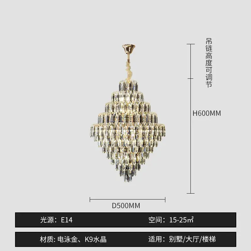 Modern brass designer led crystal chandelier dining room light