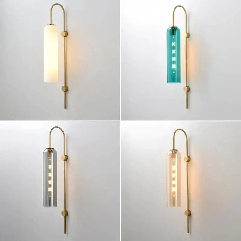 Modern brass e27 glass wall light bedroom sconce