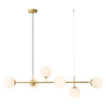 Modern brass five globe pendant light golden glass ball dining room