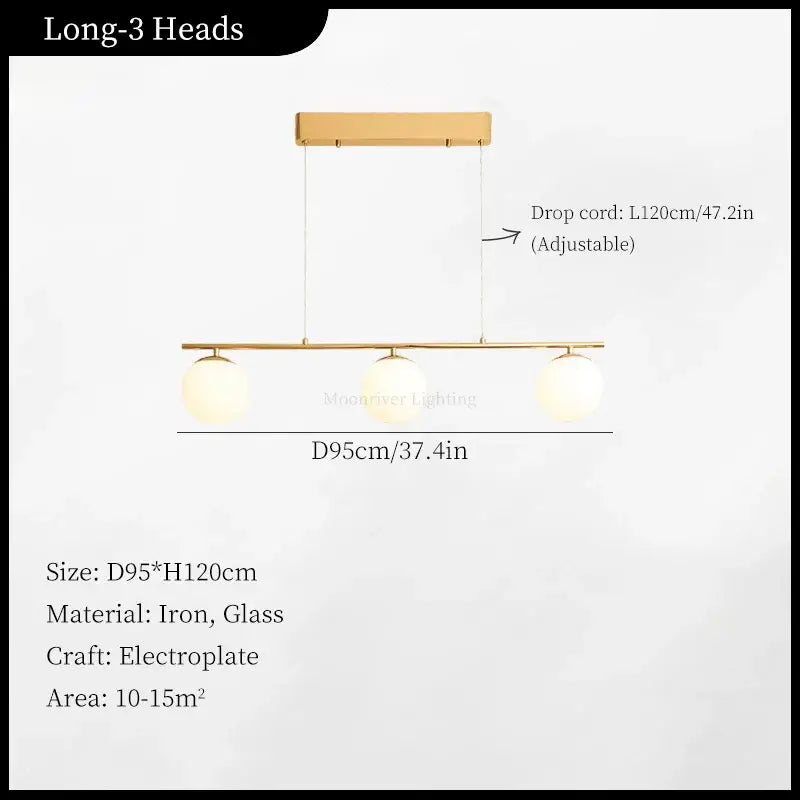 Modern brass french glass ball pendant light dining room