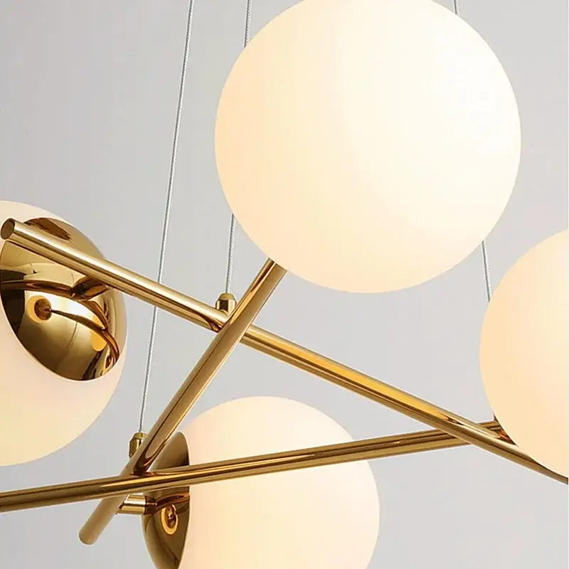 Modern brass french glass ball pendant light dining room