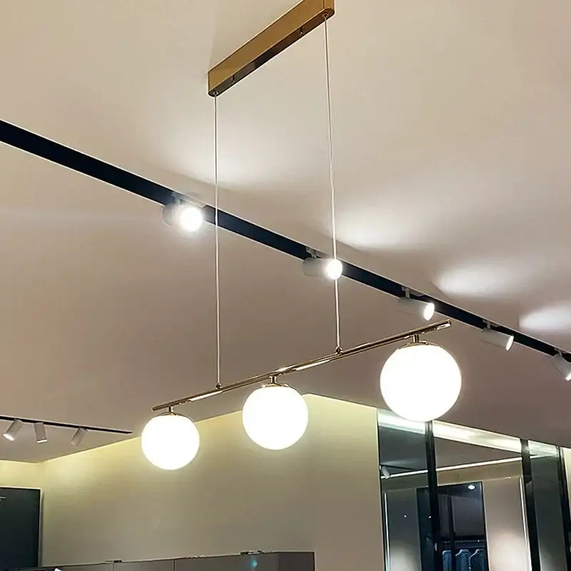 Modern brass french glass ball pendant light dining room