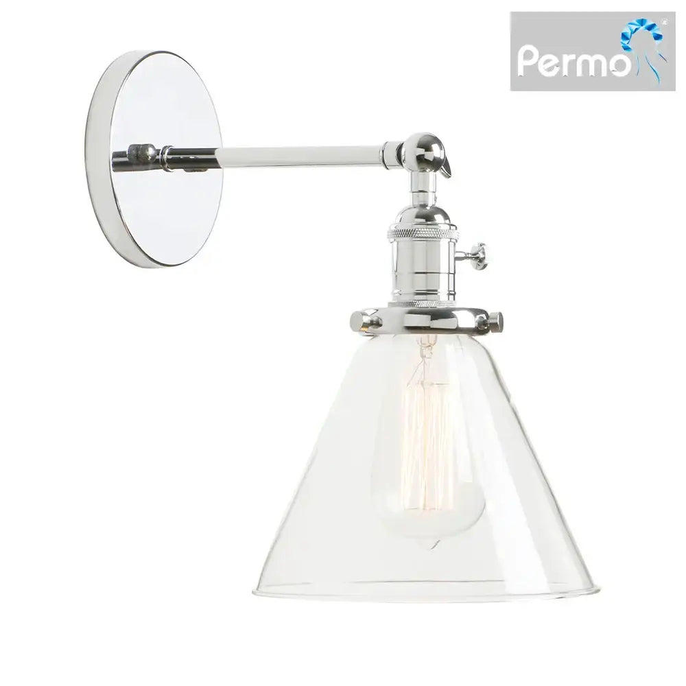 Modern brass funnel glass wall lamp for bedroom lighting