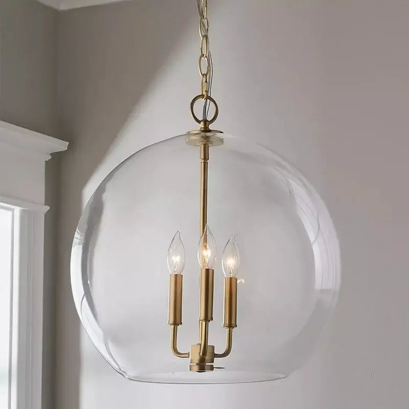 Modern brass glass ball led chandelier for dining room decor