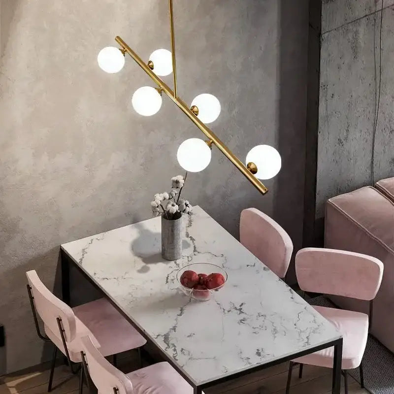 Modern brass glass ball pendant chandelier dining room led light