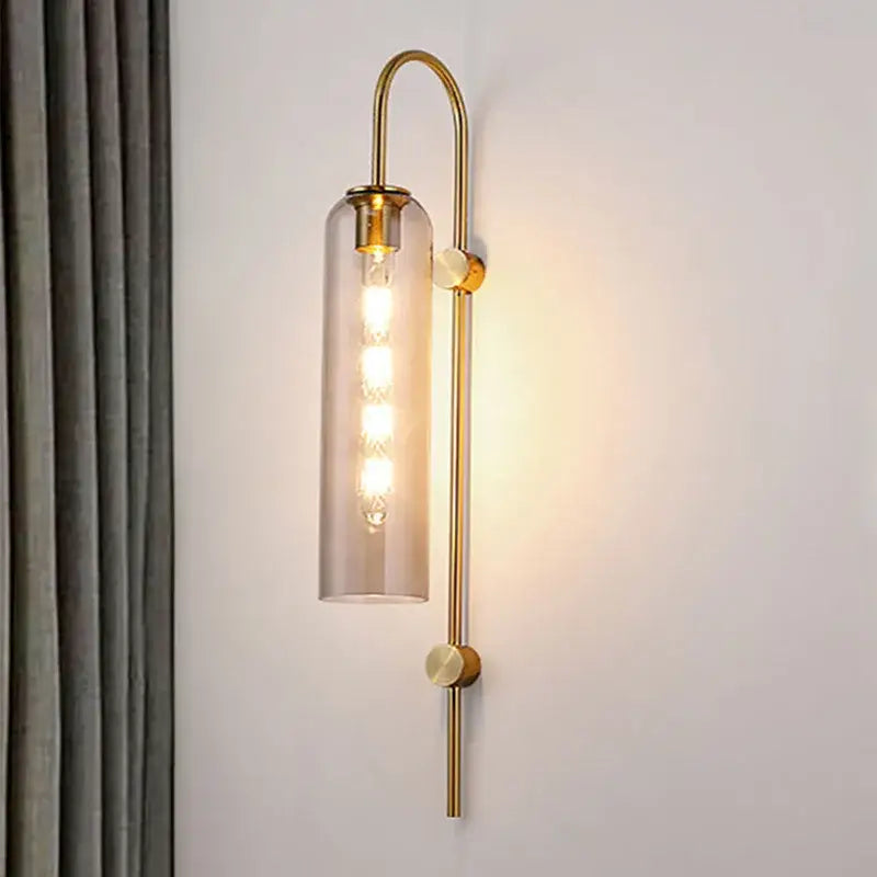 Modern brass glass sconce wall lamp for living room