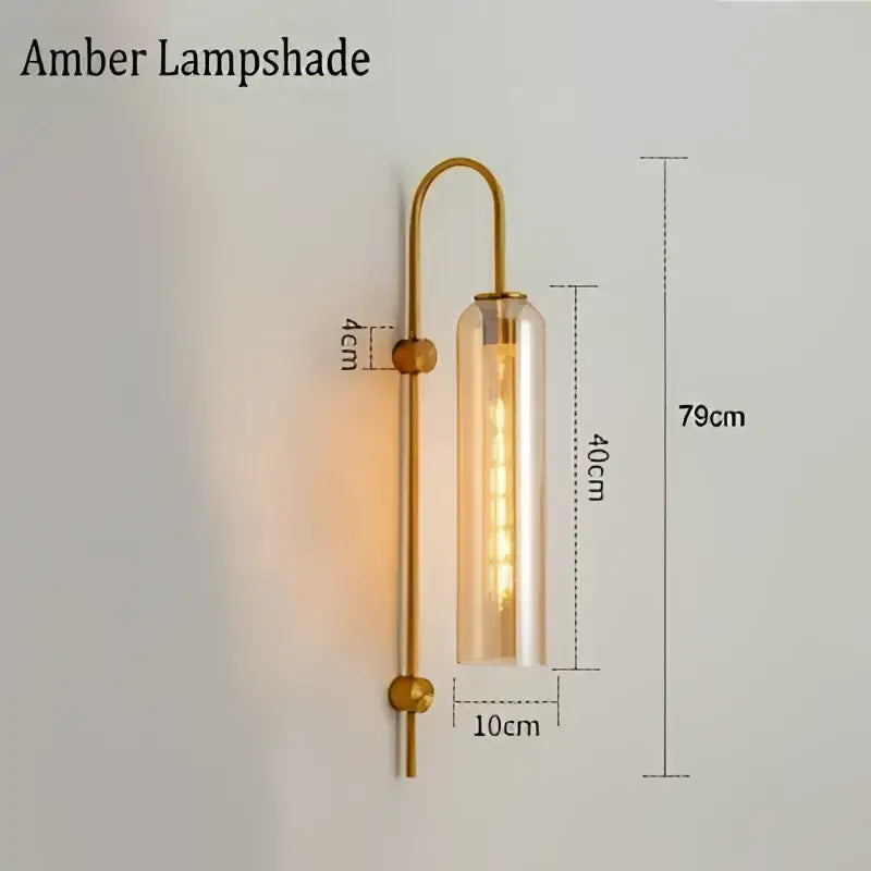 Modern brass glass sconce wall lamp for living room