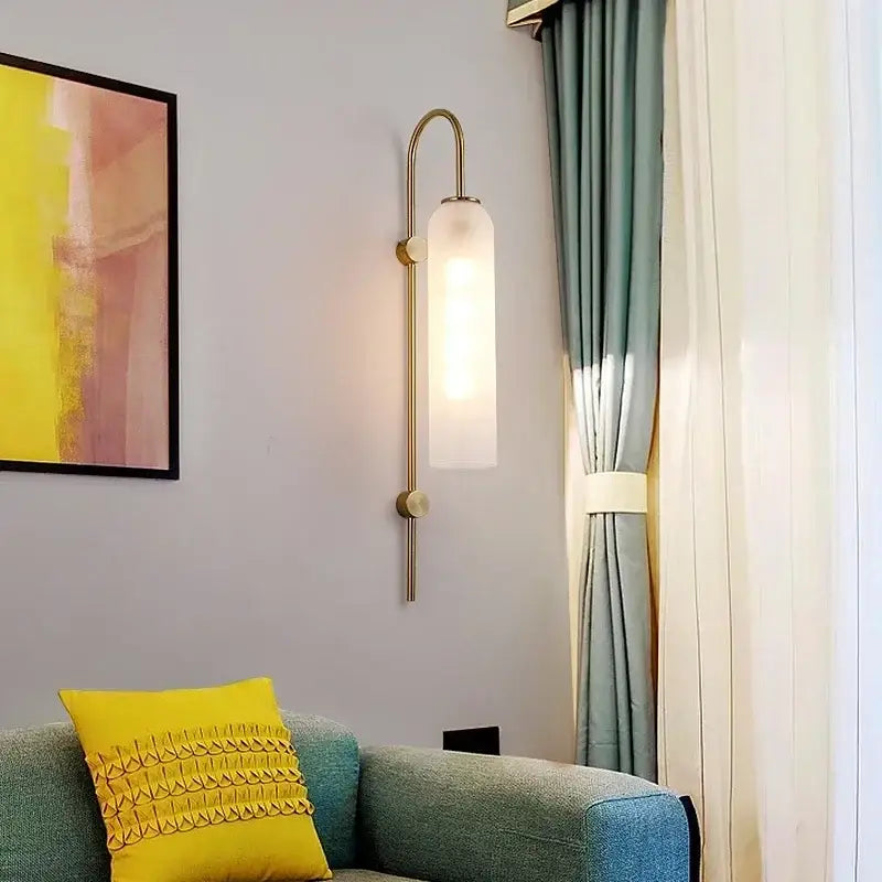 Modern brass glass sconce wall lamp for living room