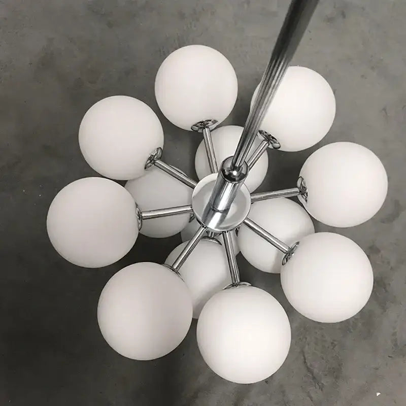 Modern brass globe pendant lamp dining room frosted glass cluster