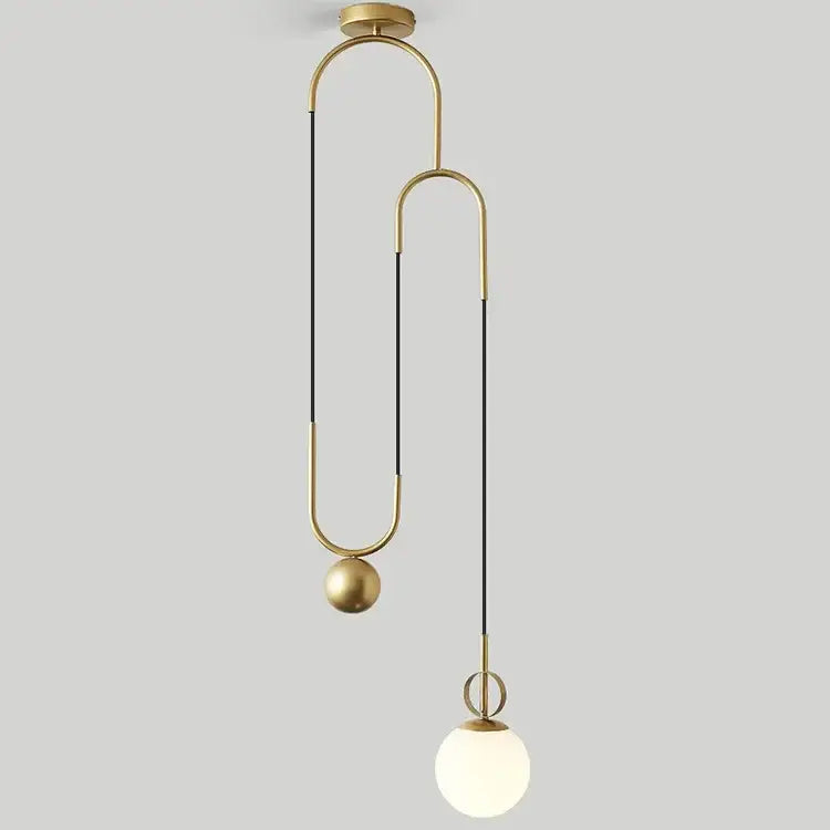Modern brass golden glass ball pendant lamps bedroom sculptural light