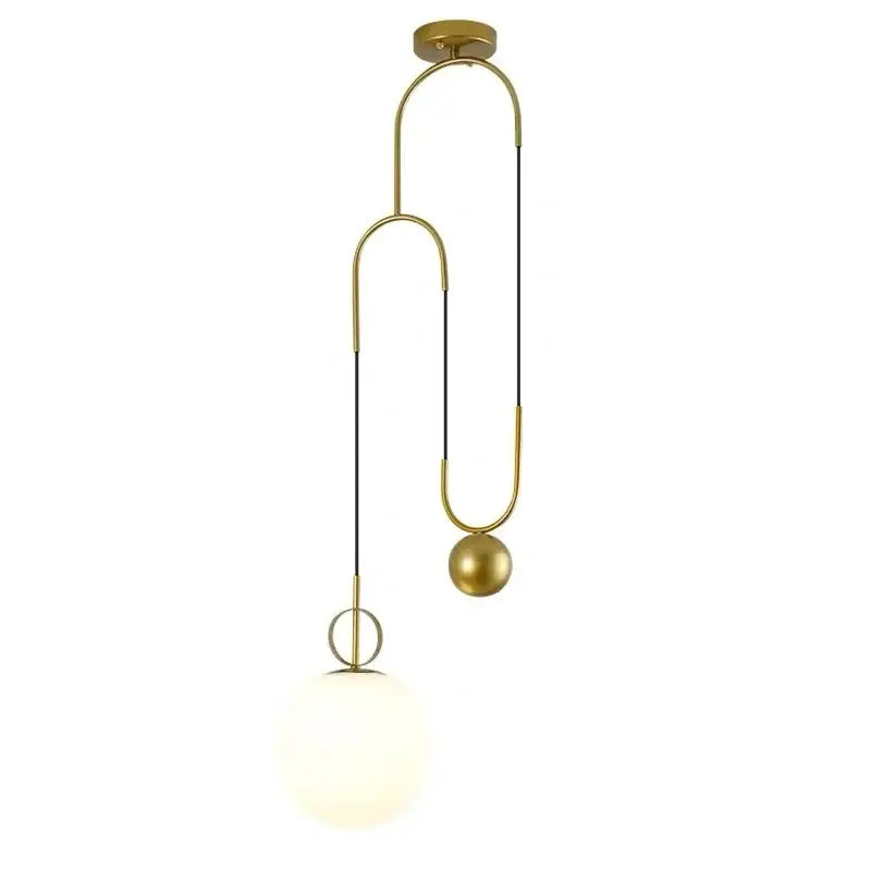Modern brass golden glass ball pendant lamps bedroom sculptural light