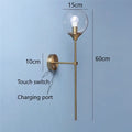Modern brass golden glass ball wall lamps bedroom sconce