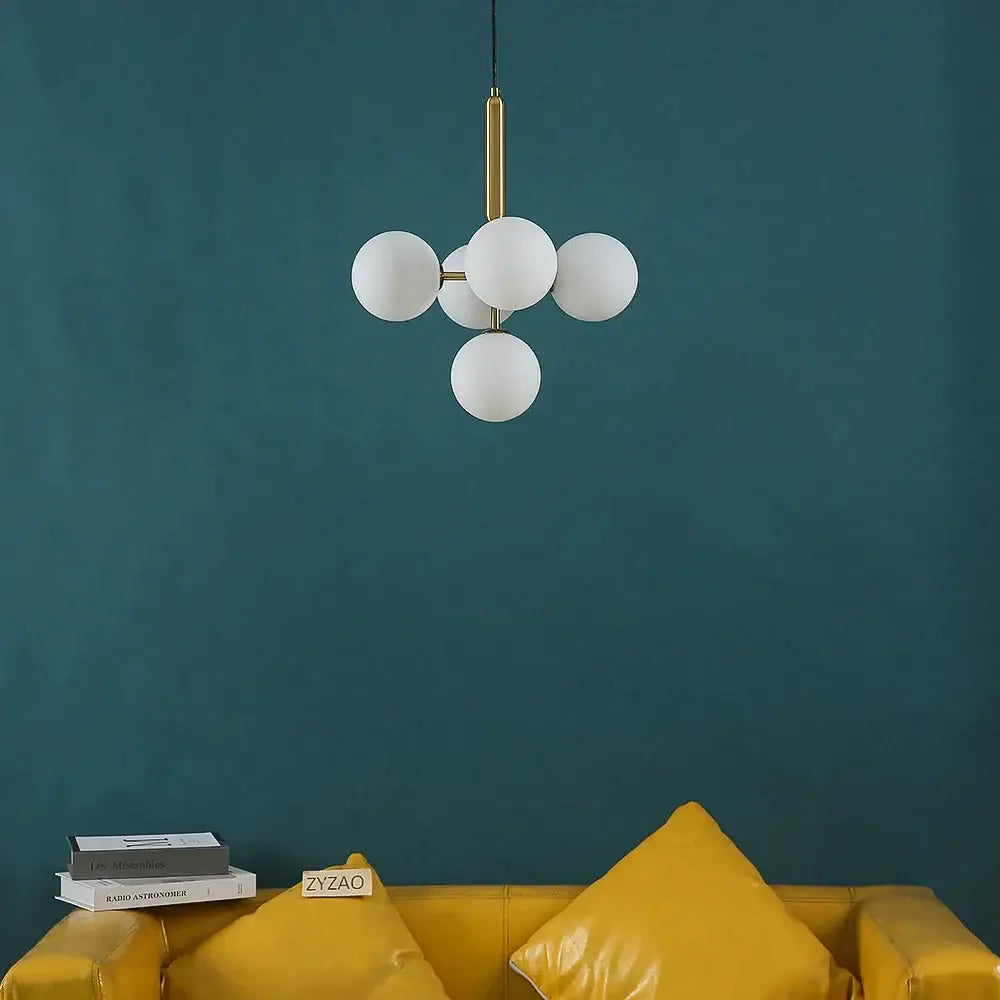 Modern brass golden glass balls ceiling light dining room cluster