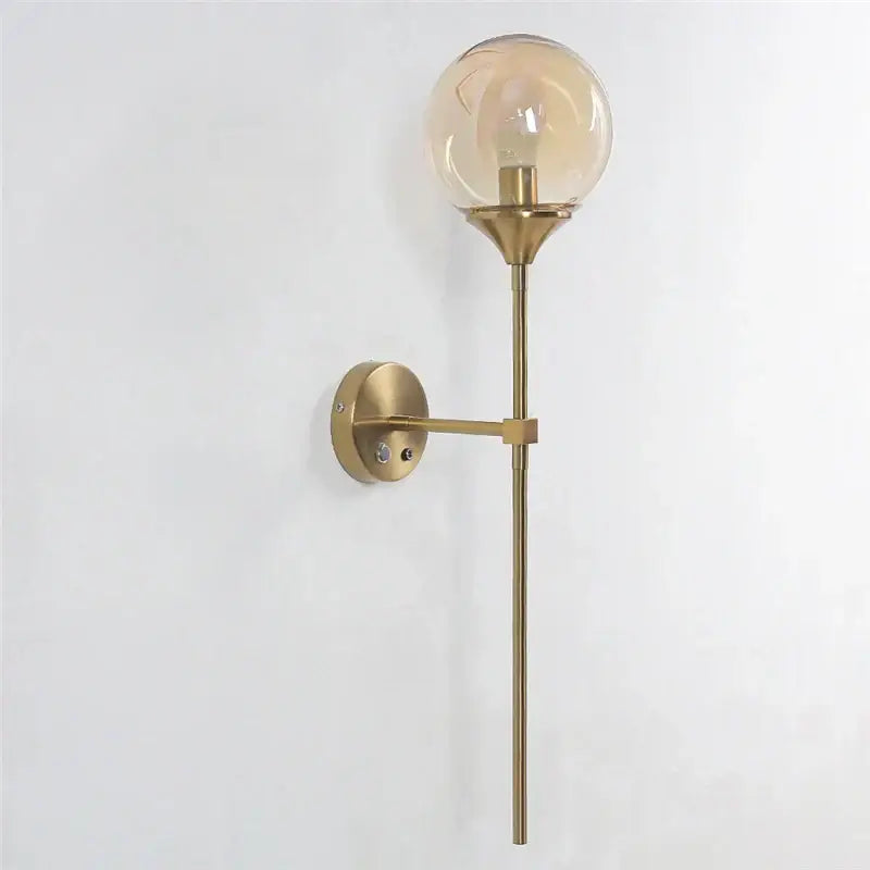 Modern brass golden glass wall sconces for bedroom globe light