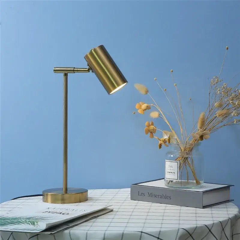 Modern brass golden table lamp study reading desk light