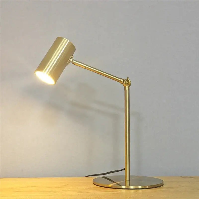 Modern brass golden table lamp study reading desk light