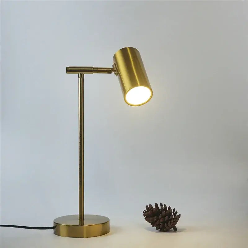 Modern brass golden table lamp study reading desk light