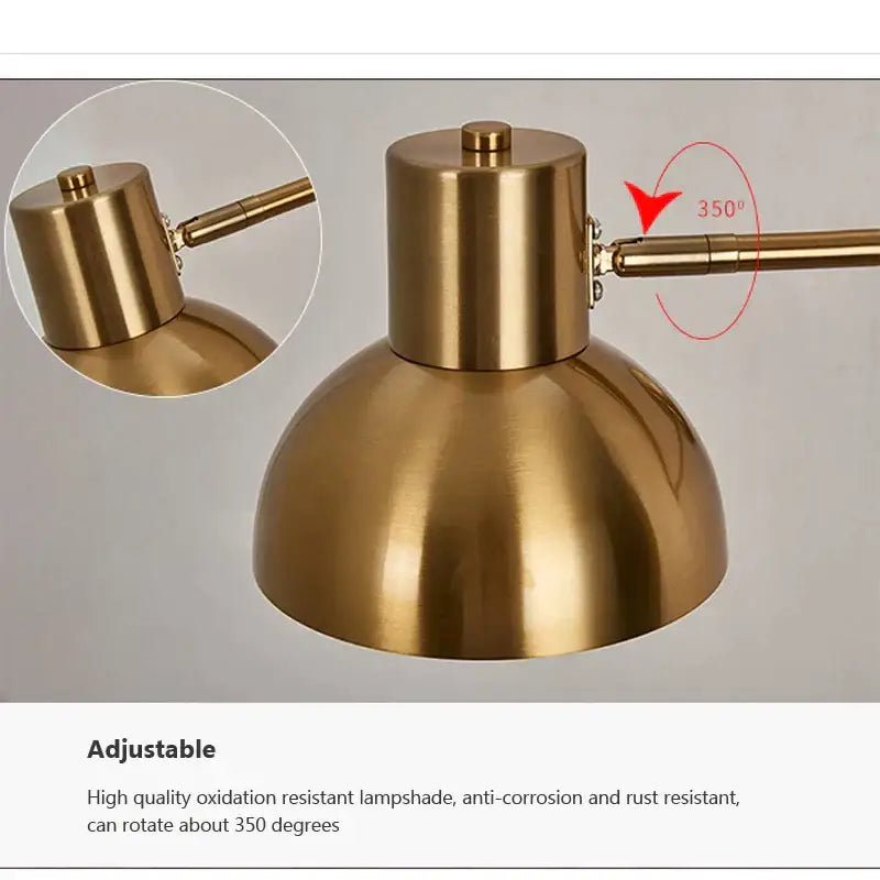 Modern brass swing arm wall lamp bedroom adjustable light