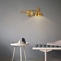 Modern brass swing arm wall lamp bedroom adjustable light