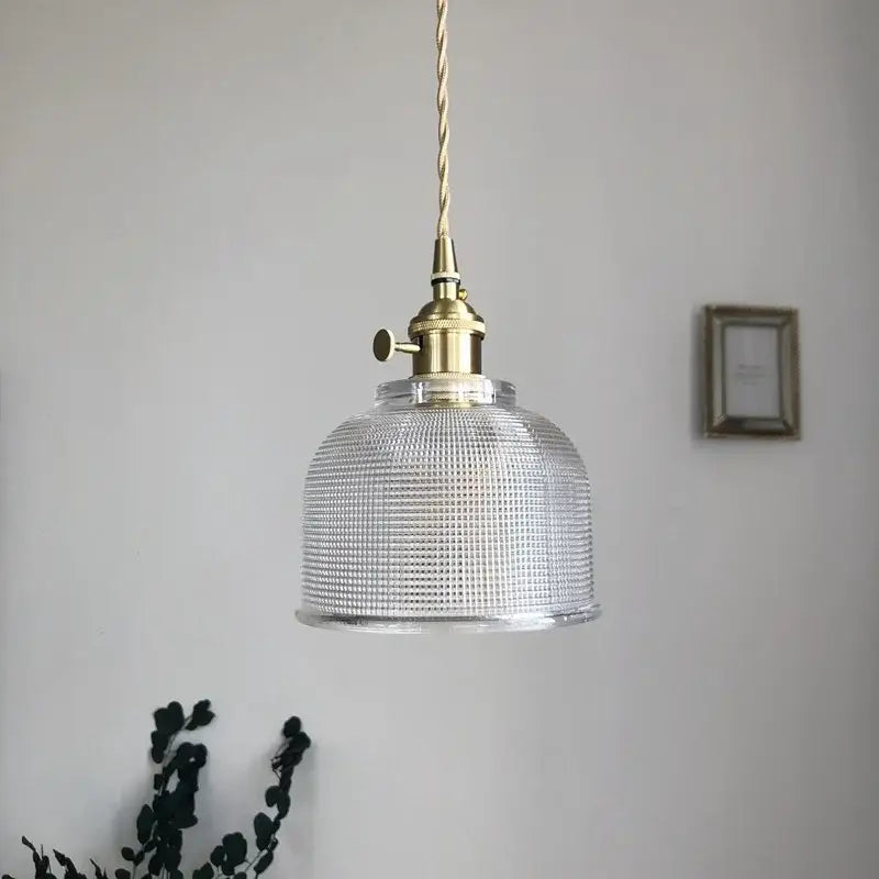 Modern brass textured glass led pendant light kitchen set