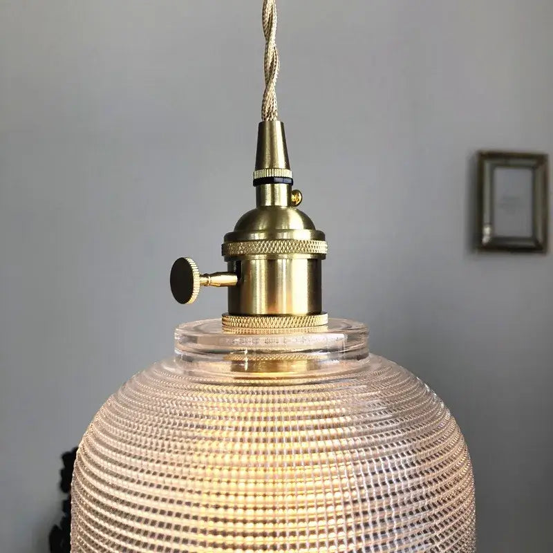 Modern brass textured glass led pendant light kitchen set