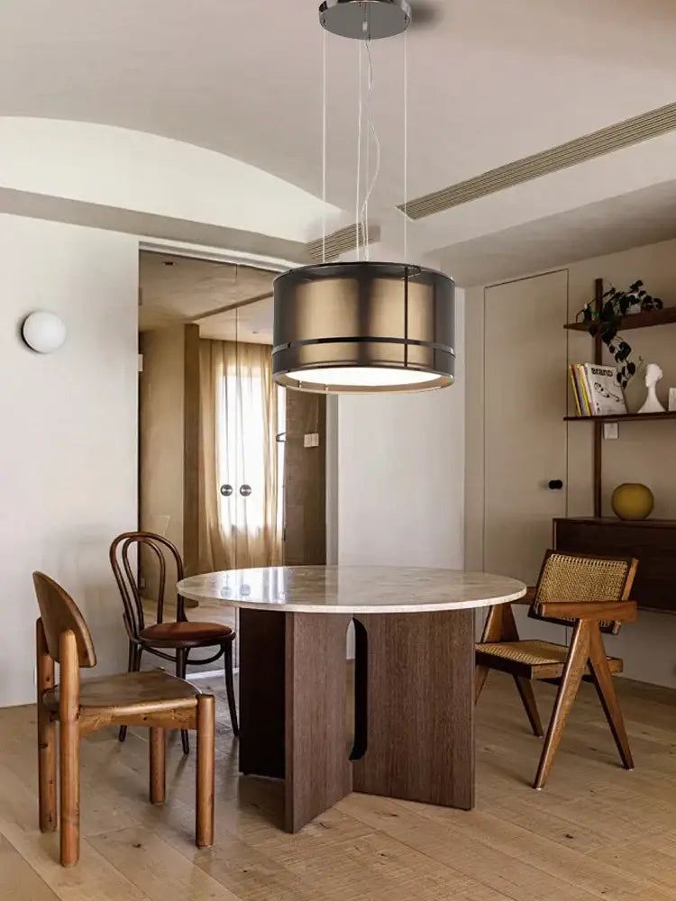 Modern bronze designer fabric ceiling pendant light for dining room