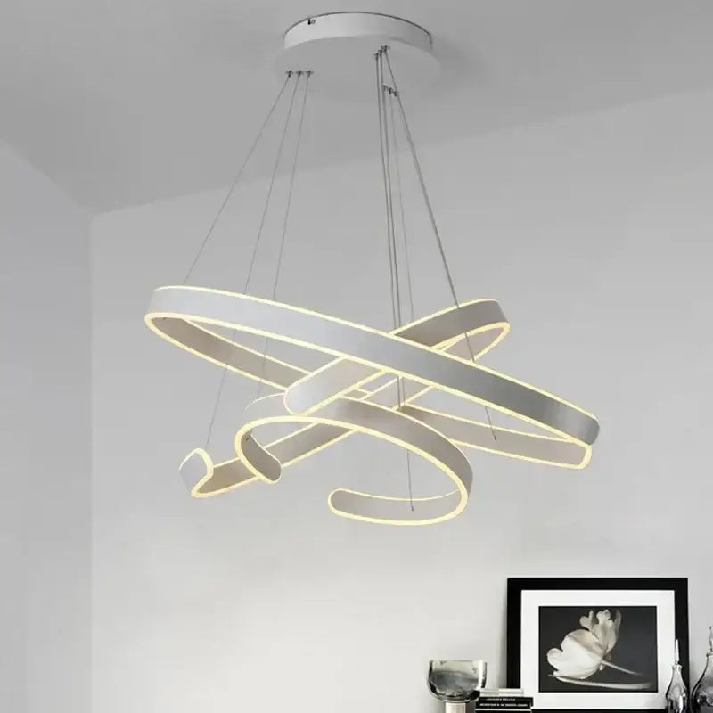 Modern bronze geometry circle rings led pendant light for living room