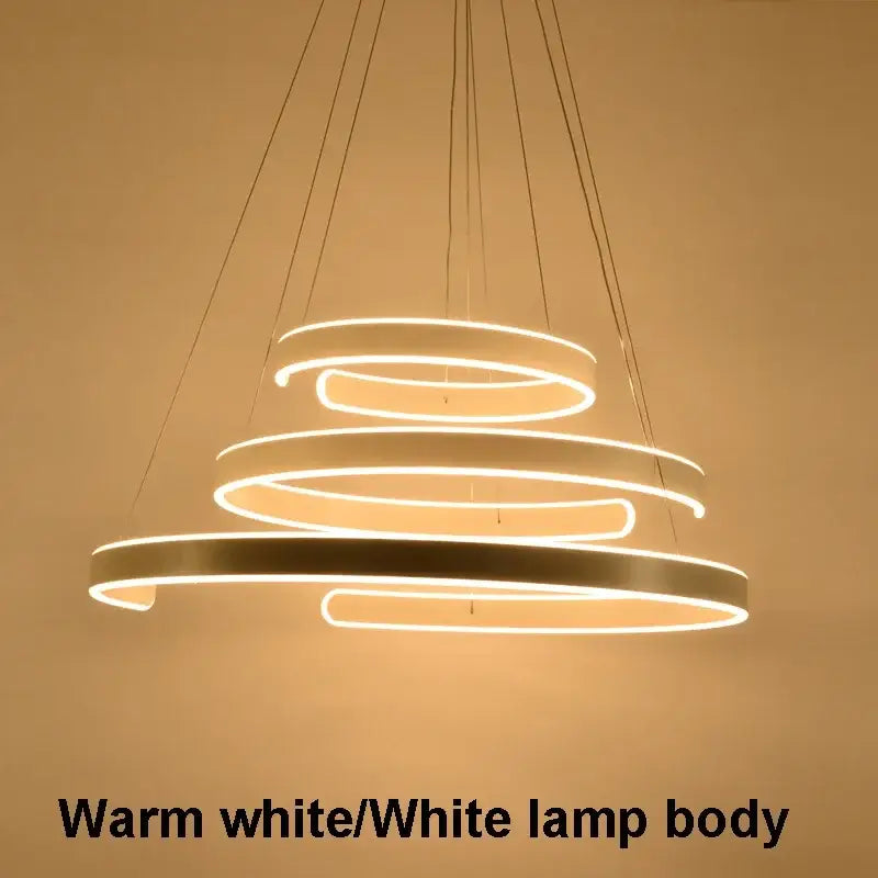 Modern bronze geometry circle rings led pendant light for living room