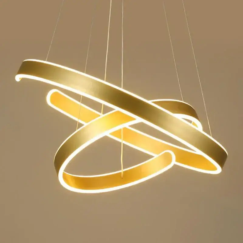 Modern bronze geometry circle rings led pendant light for living room