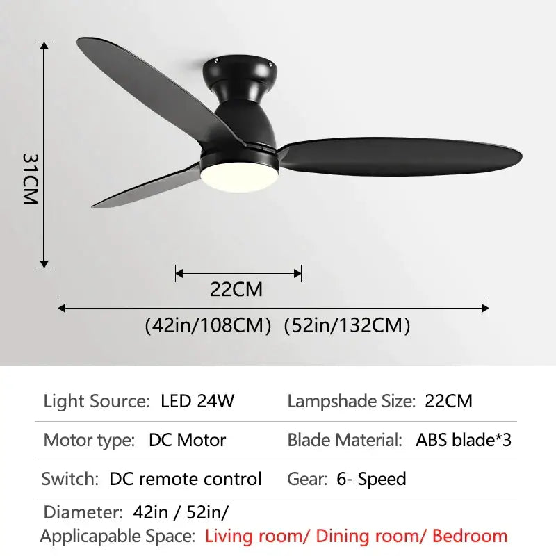 Modern brown wooden ceiling fan with remote control bedroom light