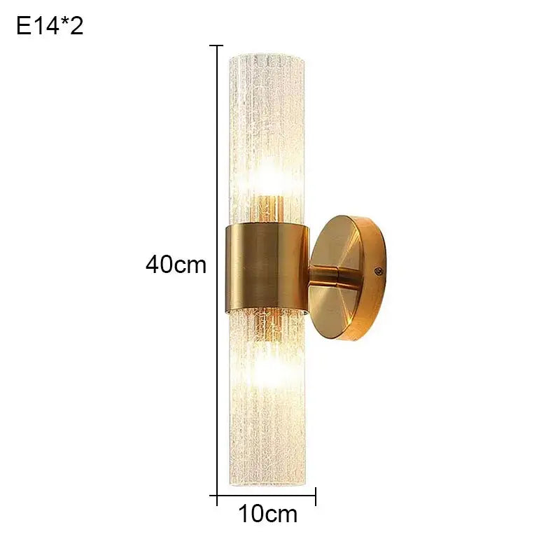Modern brushed brass crystal wall lamp for bedroom
