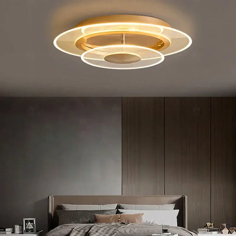 Modern brushed gold double layer 60cm led ceiling light living room