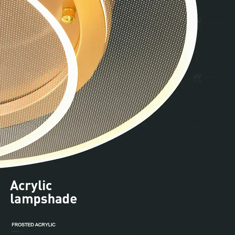 Modern brushed gold double layer 60cm led ceiling light living room