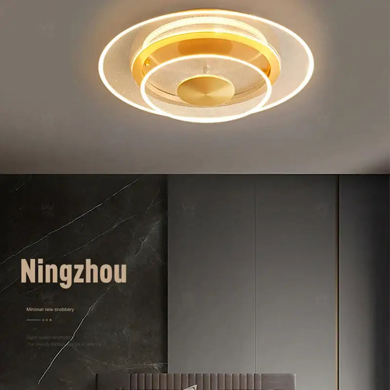 Modern brushed gold double layer 60cm led ceiling light living room