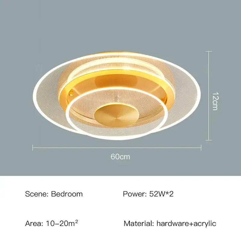Modern brushed gold double layer 60cm led ceiling light living room