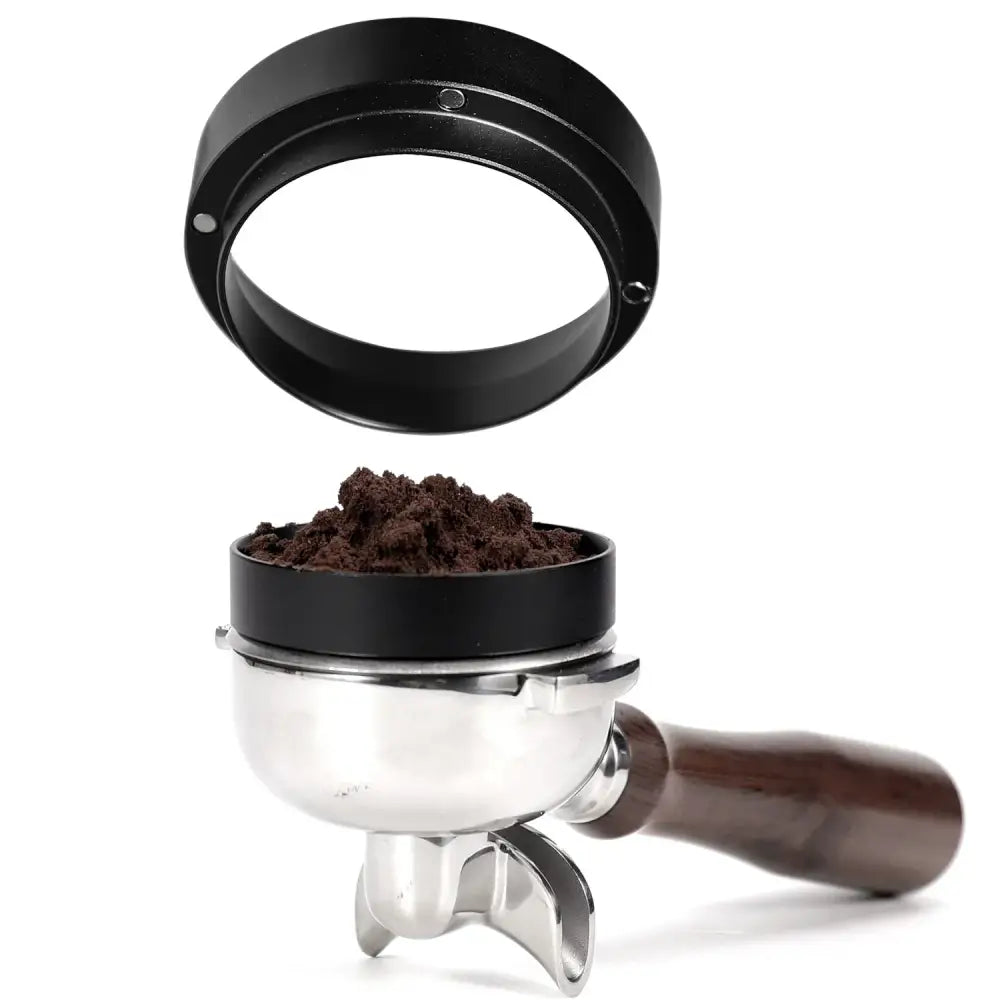 Modern brushed stainless steel espresso dosing ring kitchen tool