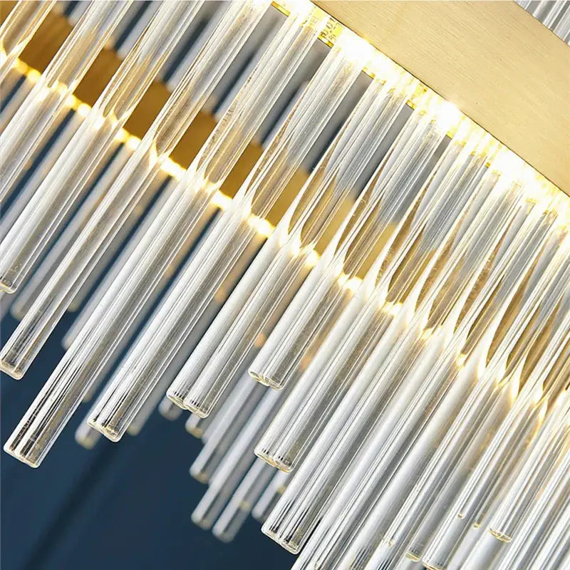 Modern cascading gold crystal pendant chandelier dining room led