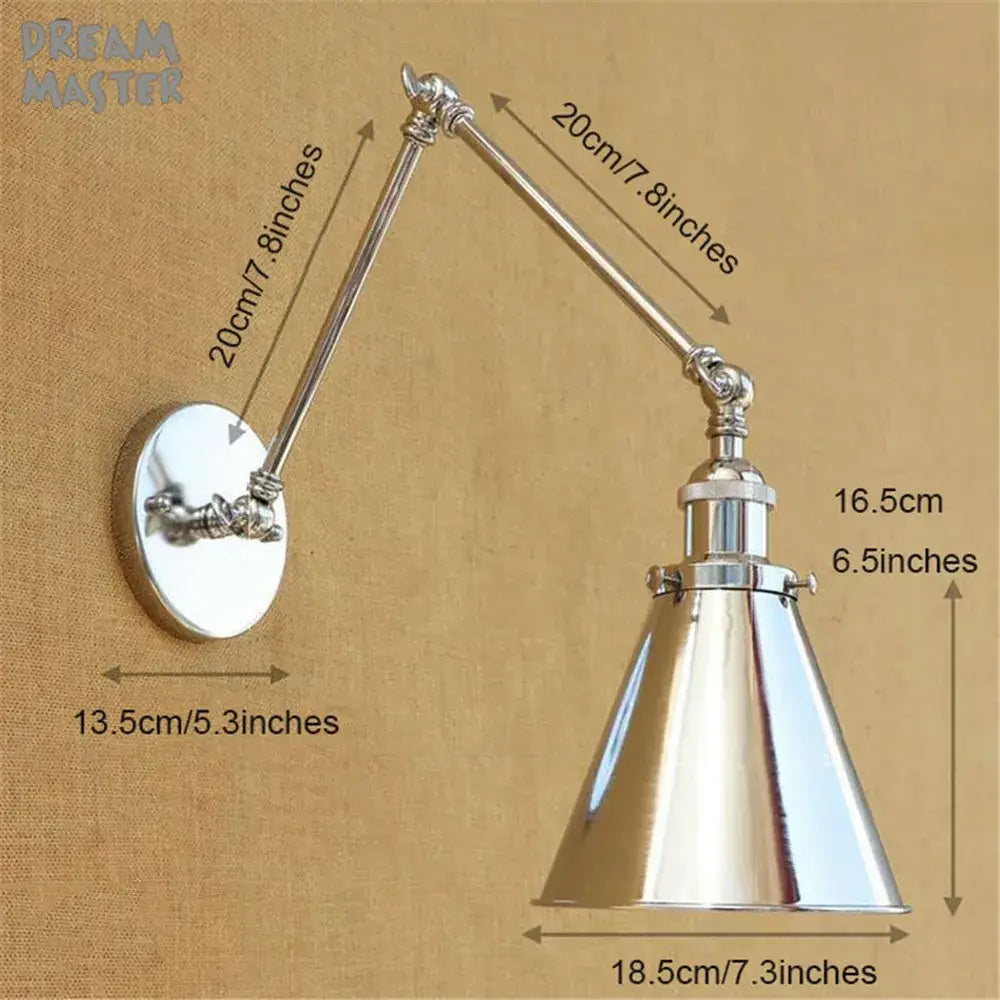 Modern chrome adjustable wall sconce – bedroom articulated wall light