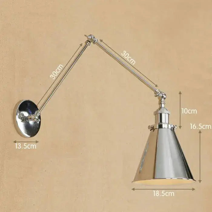Modern chrome adjustable wall sconce – bedroom articulated wall light
