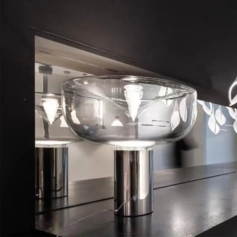 Modern chrome aella glass table lamp bedroom decor