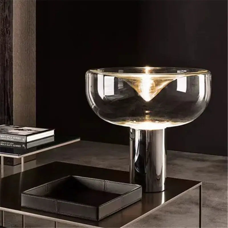 Modern chrome aella glass table lamp bedroom decor