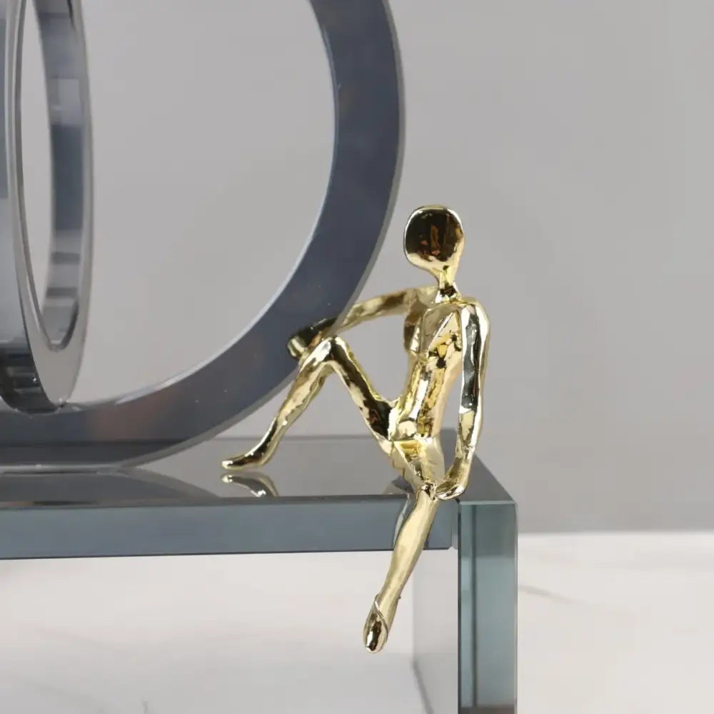 Modern chrome and golden man geometric crystal rings living room decor