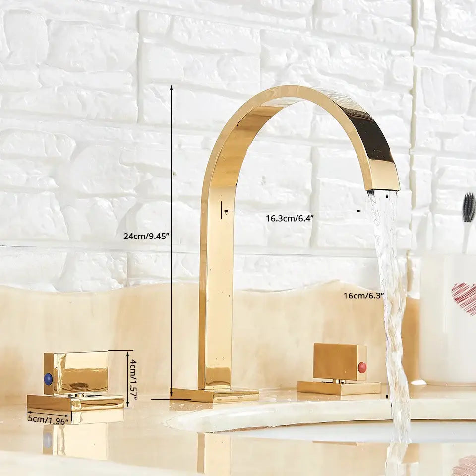 Modern chrome arched dual handle basin faucet bathroom mixer tap
