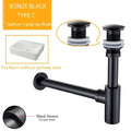 Modern chrome & black basin sink drain kit bathroom waste assembly