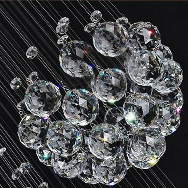 Modern chrome crystal ball chandelier – living room cascading light
