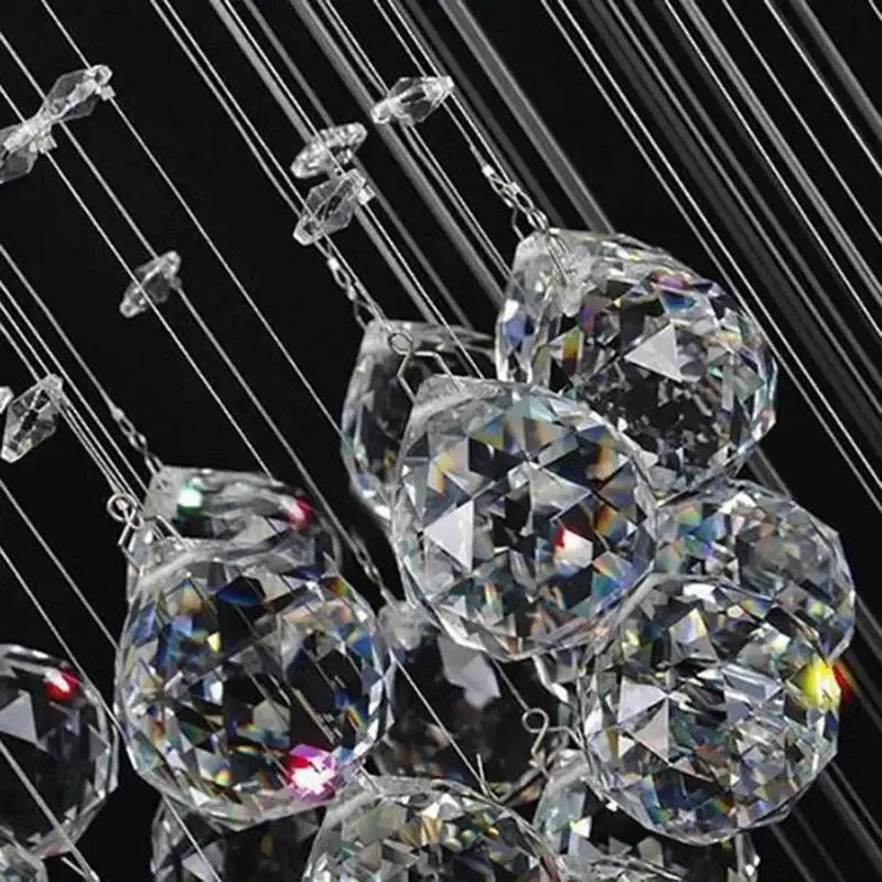 Modern chrome crystal ball chandelier – living room cascading light